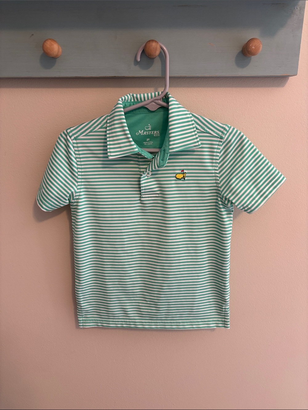 Masters green white striped polo boys size 2T